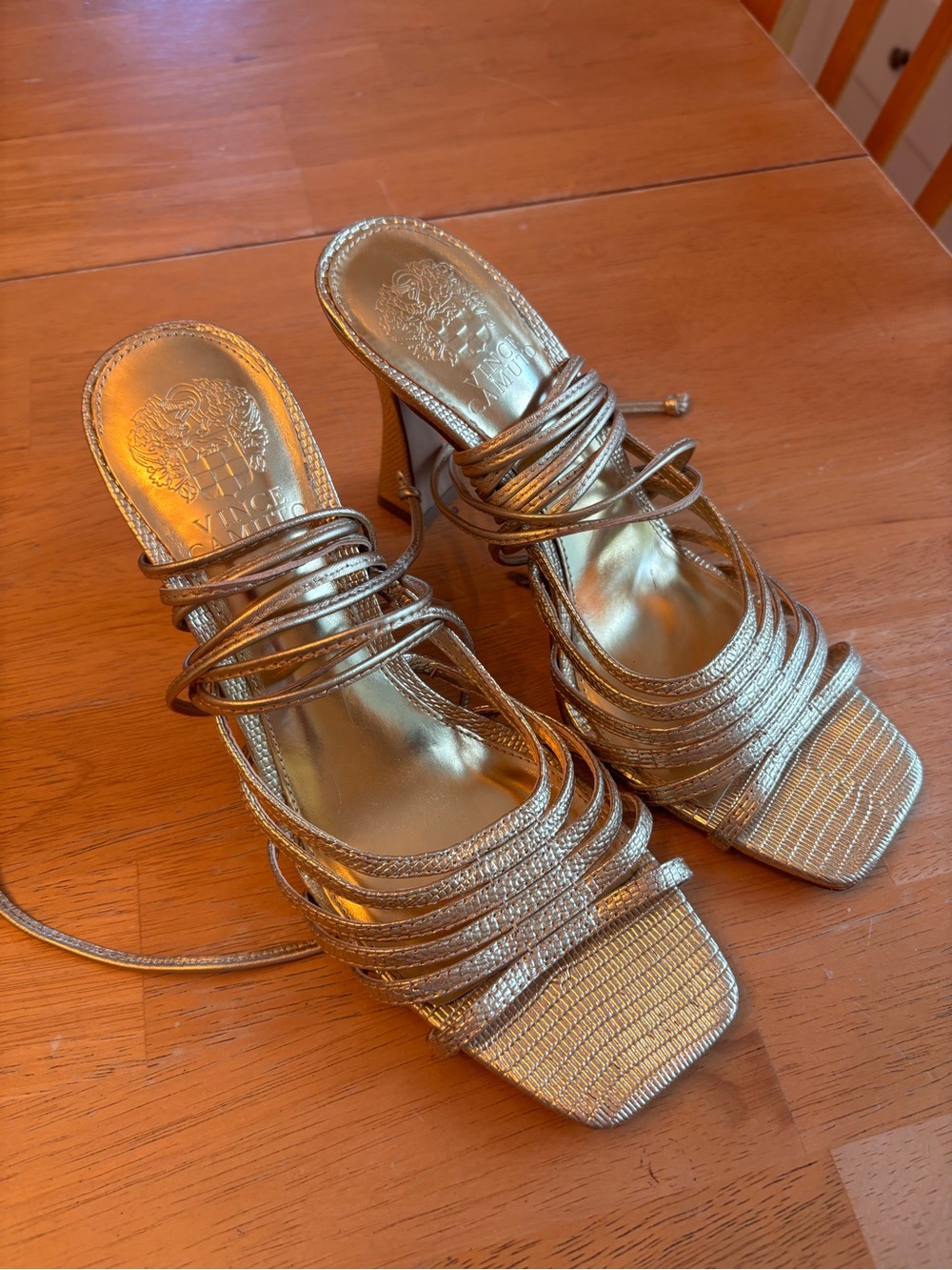 Vince Camuto Gold Heels Sandals - Picture 2 of 4